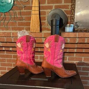 Pink and Brown Western Boots